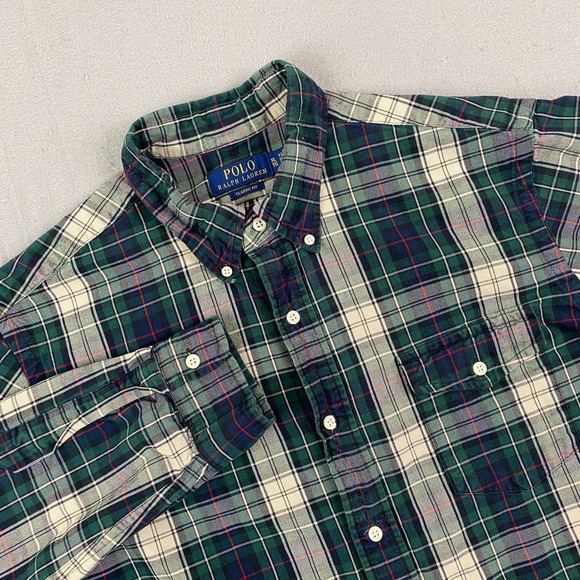 Polo Ralph Lauren Other - Polo Ralph Lauren Classic Fit Oxford Shirt Mens XL Green Beige Plaid Pocket